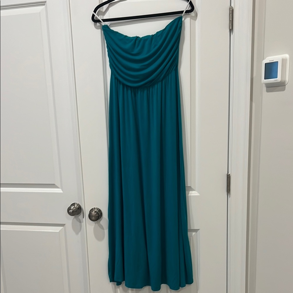 West Kei Teal Strapless Maxi Dress